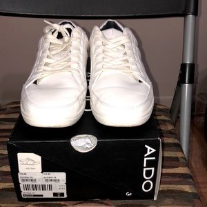Aldo Mens Casual Sneakers All White Size 9 Like New With Original Box